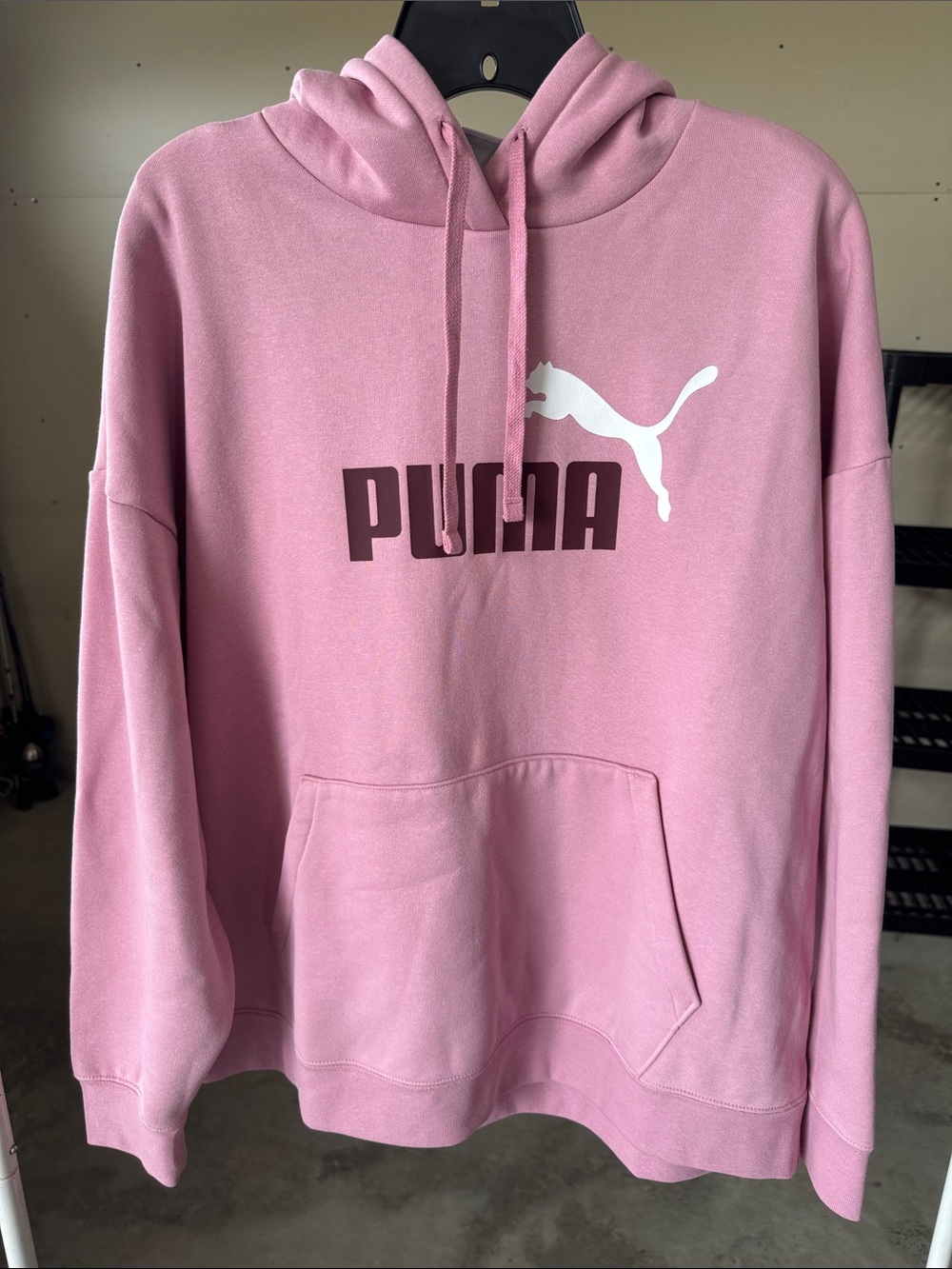 Puma Pink Pullover Hoodie with White Puma Logo